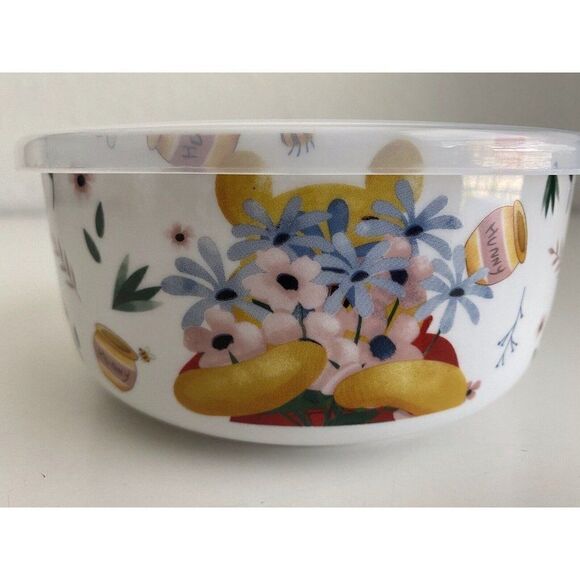 Disney Winnie The Pooh Honey Pot Flowers Medium Pressure Lid Food Container Bowl - Picture 2 of 8